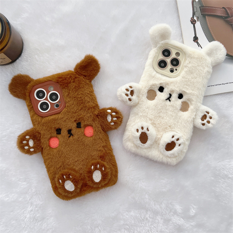 Apple Iphone 15 - 한국 3D 만화 곰돌이 푹신한 봉제