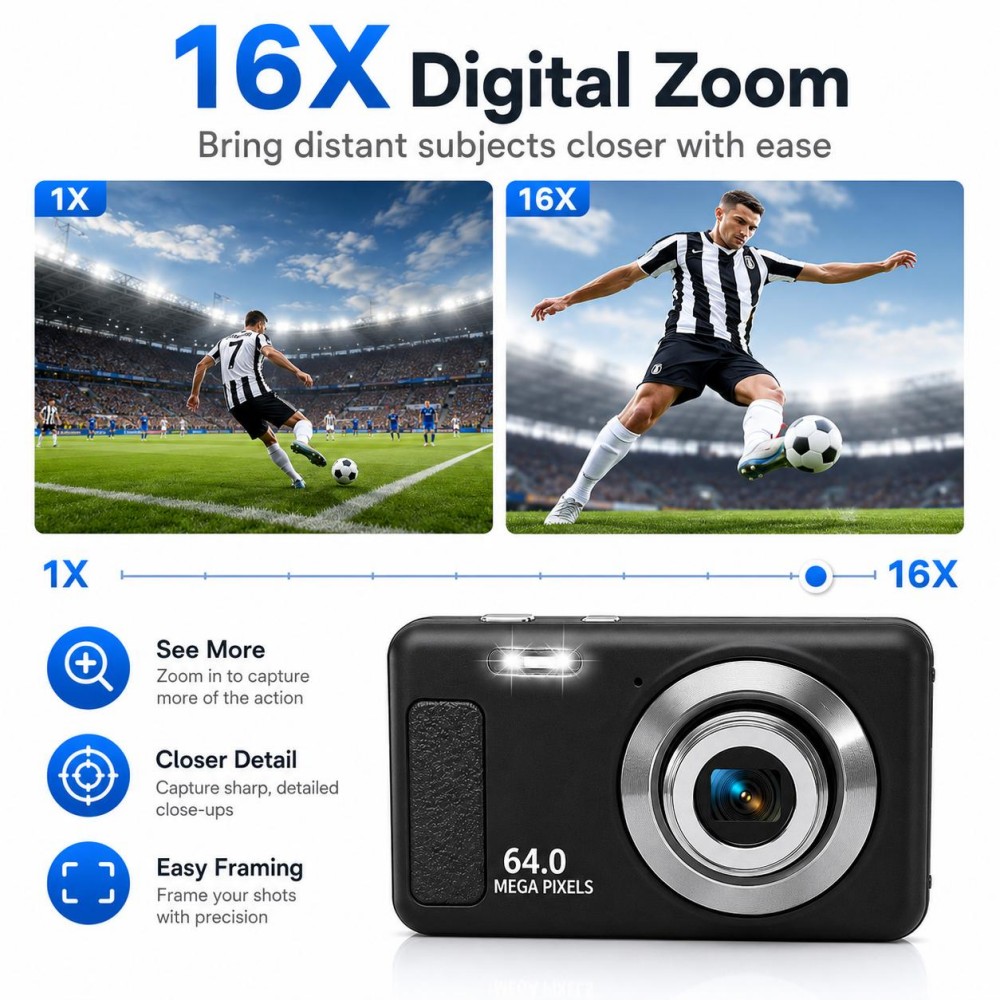 4K 울트라 HD 휴대용 디지털 카메라 64MP 16배 - Electronics Home Gadgets 리뷰 및 가격