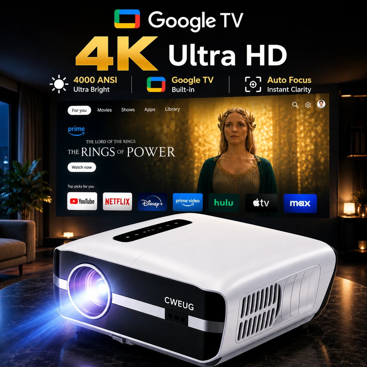 NewA9S 4k 프로젝터 자동 초점 주간용 프로젝터  - Electronics Home Gadgets 리뷰 및 가격